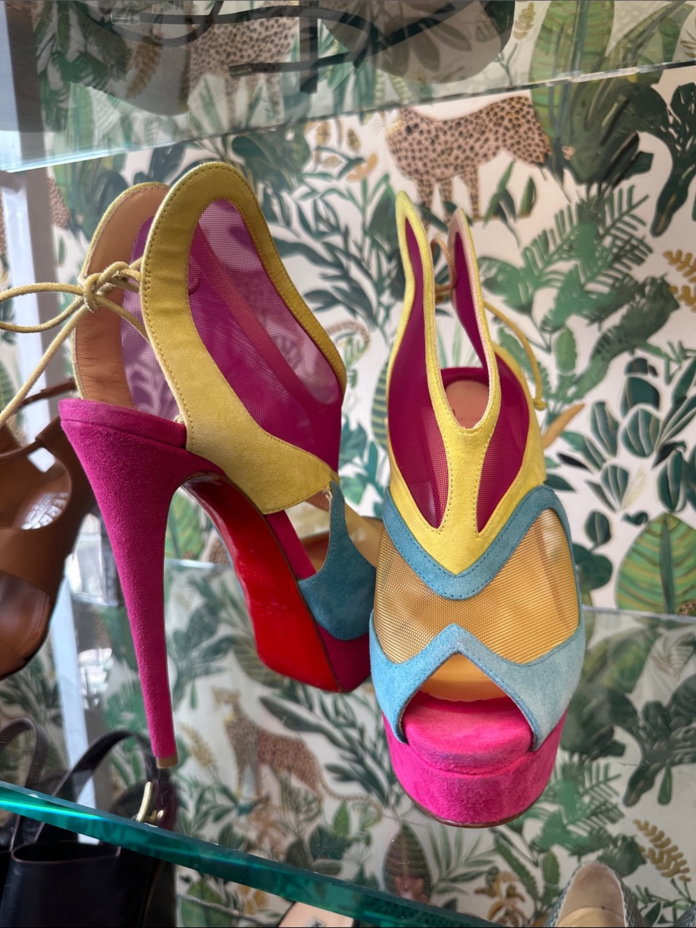 Christian Louboutin Women’s Multicolor Suede Platform High Heels